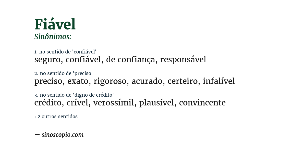 Sinônimo de fiável