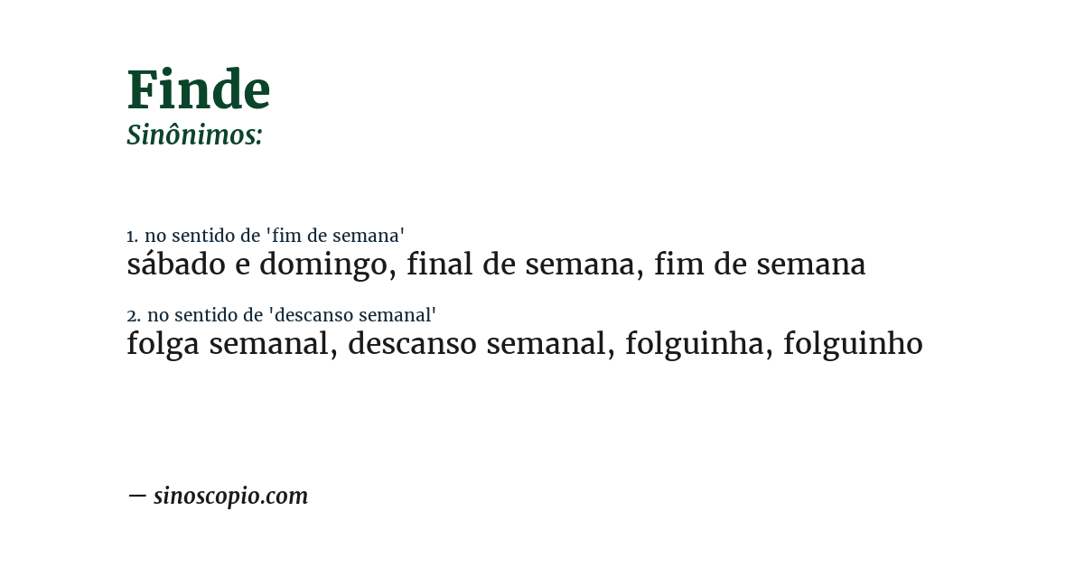 Sinônimo de finde