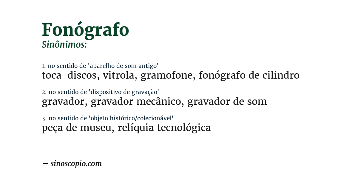 Sinônimo de fonógrafo