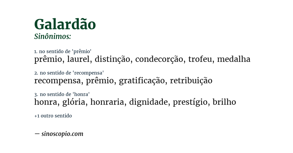 Sinônimo de galardão
