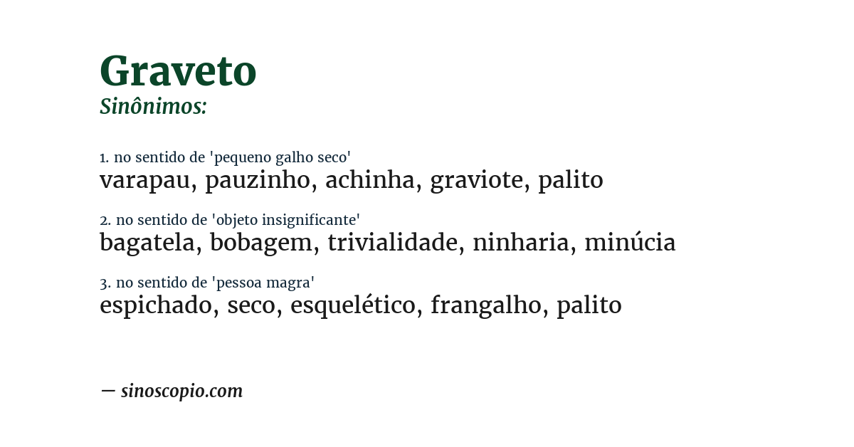 Sinônimo de graveto