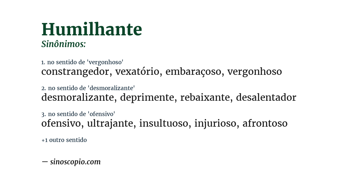 Sinônimo de humilhante