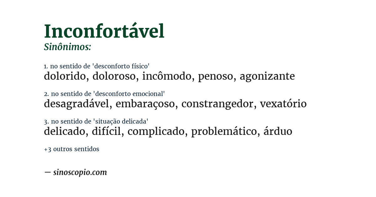Sinônimo de inconfortável