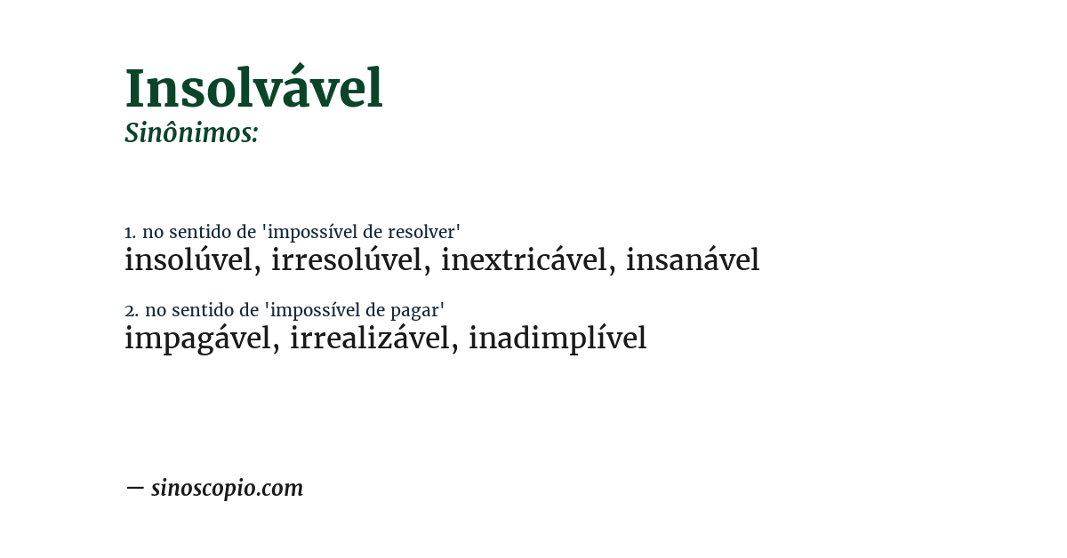Sinônimo de insolvável