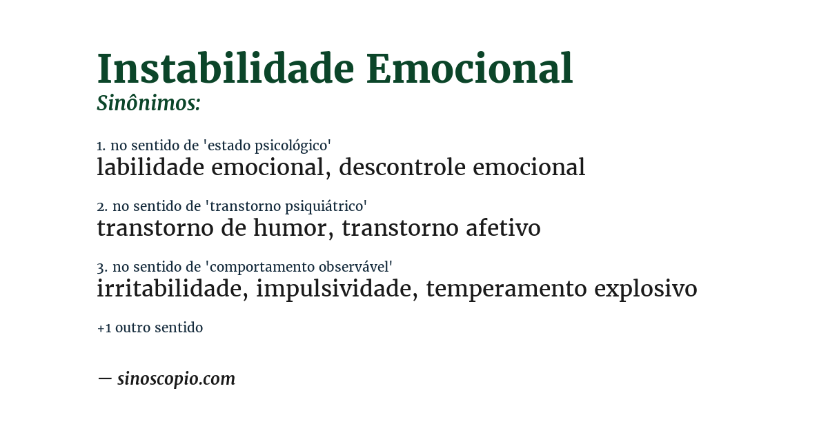 Sinônimo de instabilidade emocional