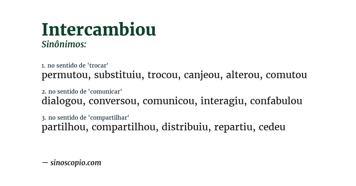 Sinônimo de intercambiou