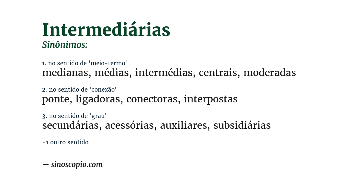 Sinônimo de intermediárias