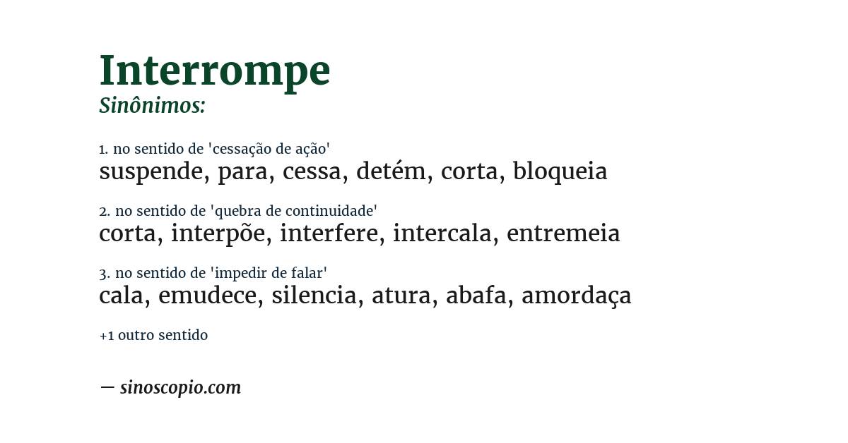 Sinônimo de interrompe