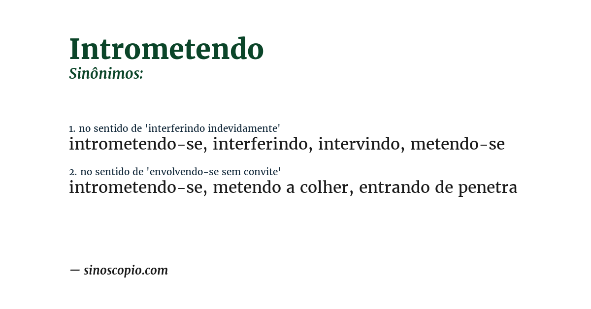 Sinônimo de intrometendo