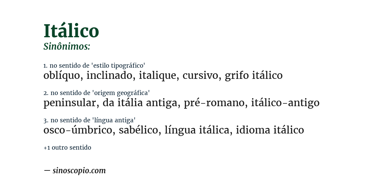 Sinônimo de itálico