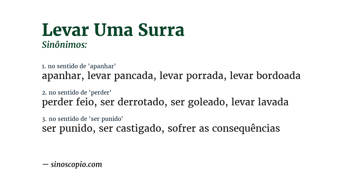 Sinônimo de levar uma surra