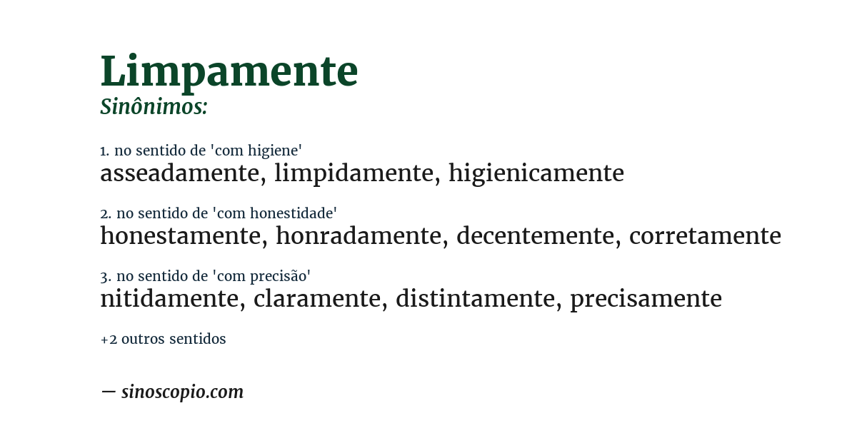 Sinônimo de limpamente