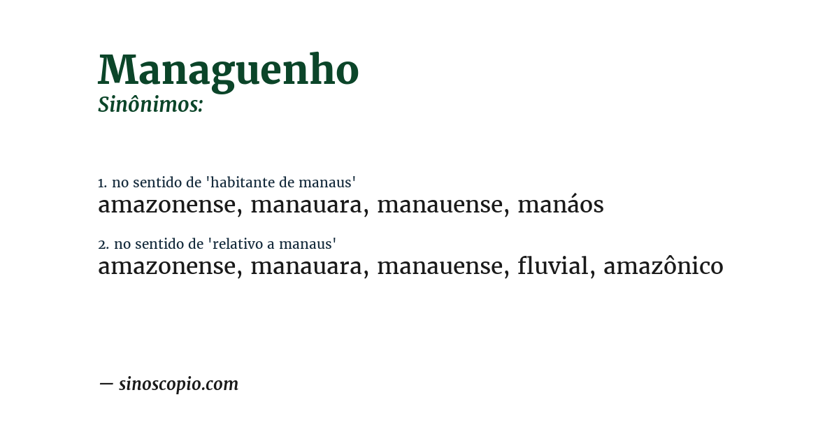 Sinônimo de managuenho