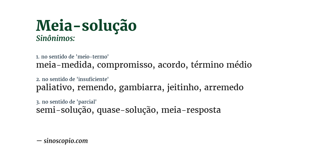 Sinônimo de meia-solução