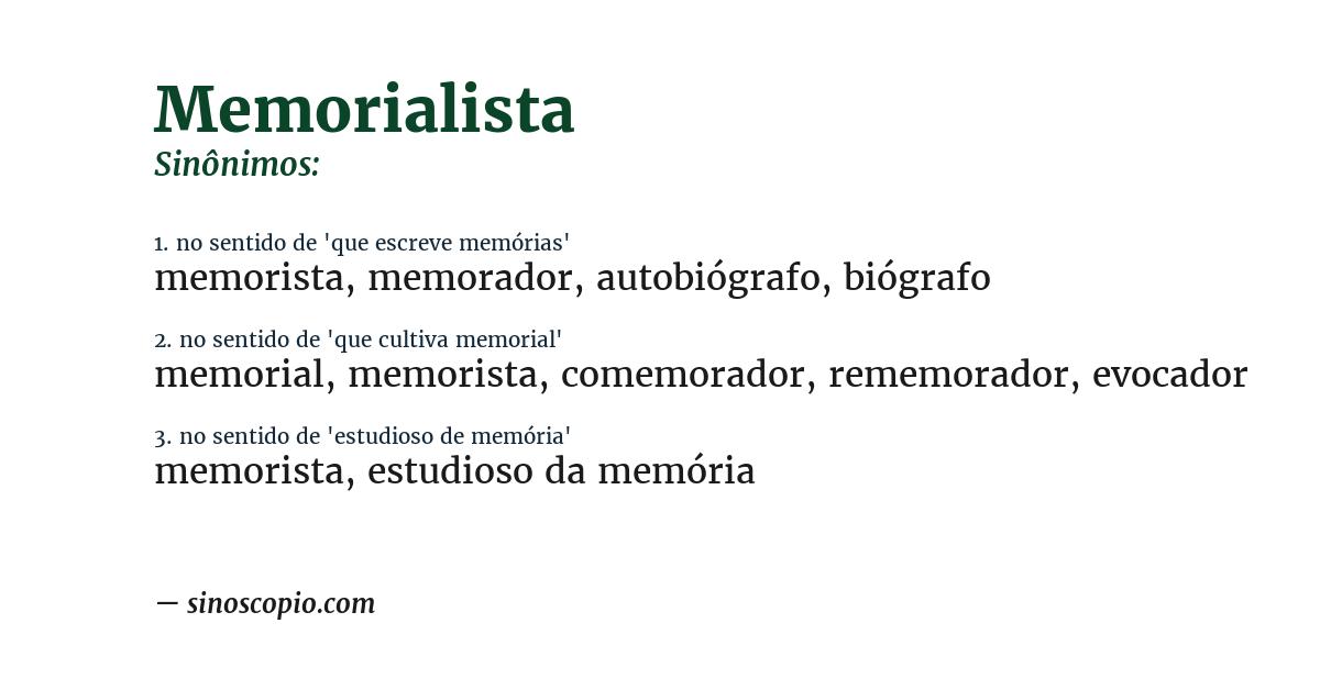 Sinônimo de memorialista
