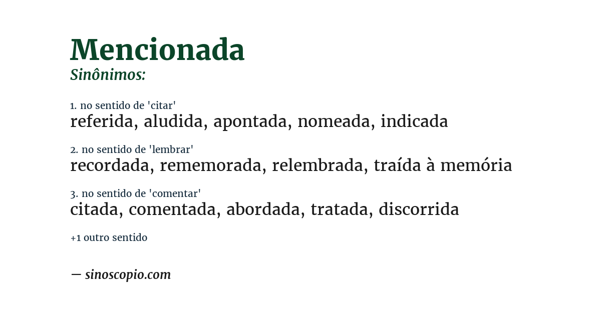 Sinônimo de mencionada