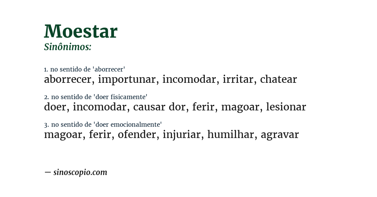Sinônimo de moestar