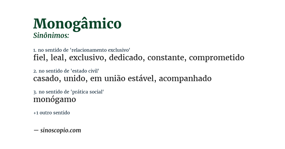 Sinônimo de monogâmico
