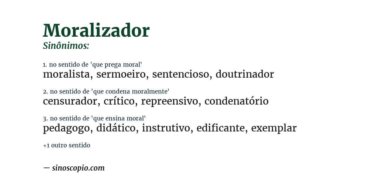 Sinônimo de moralizador
