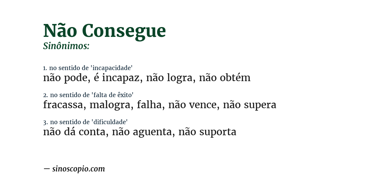 Sinônimo de não consegue