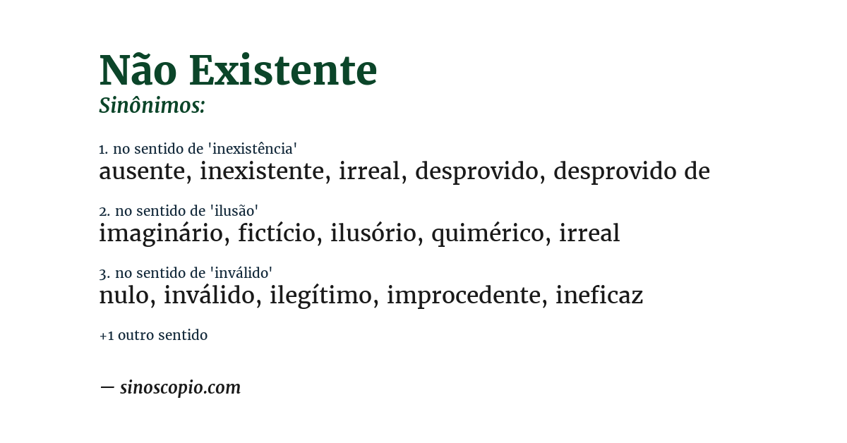 Sinônimo de não existente