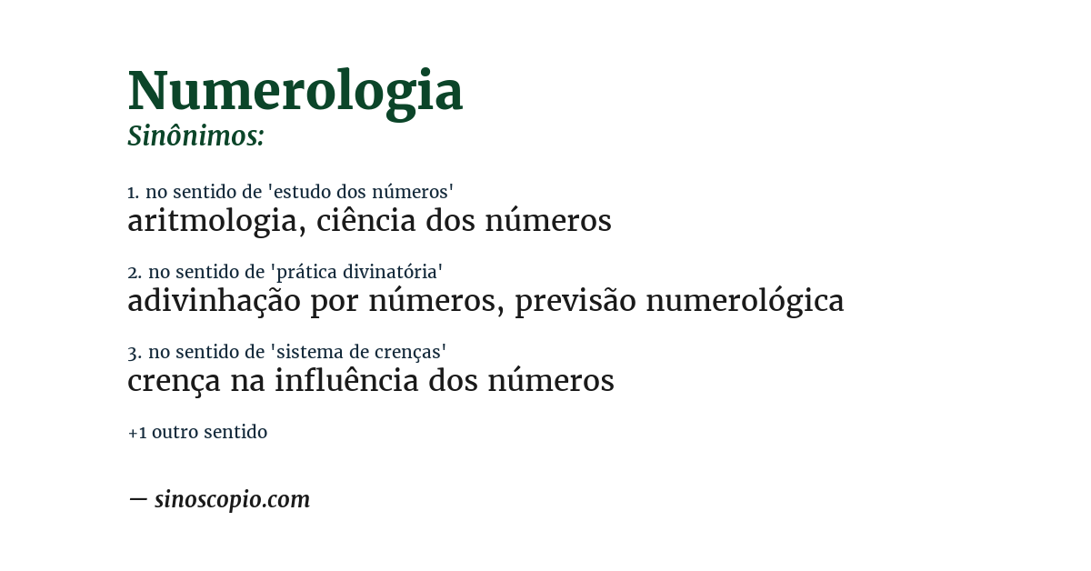 Sinônimo de numerologia