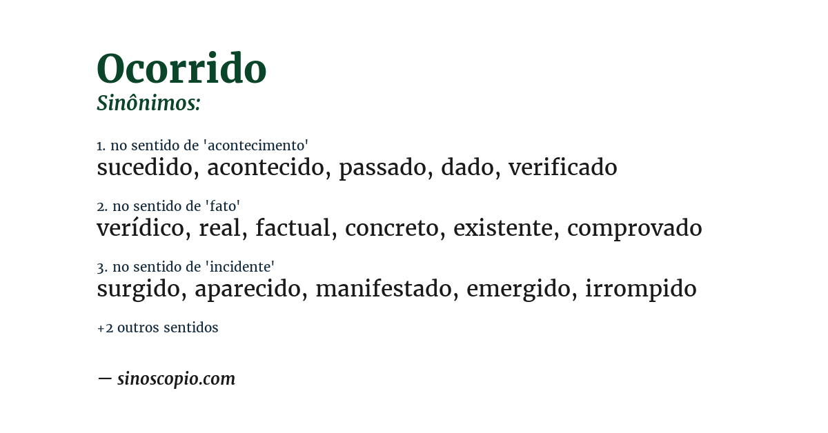 Sinônimo de ocorrido
