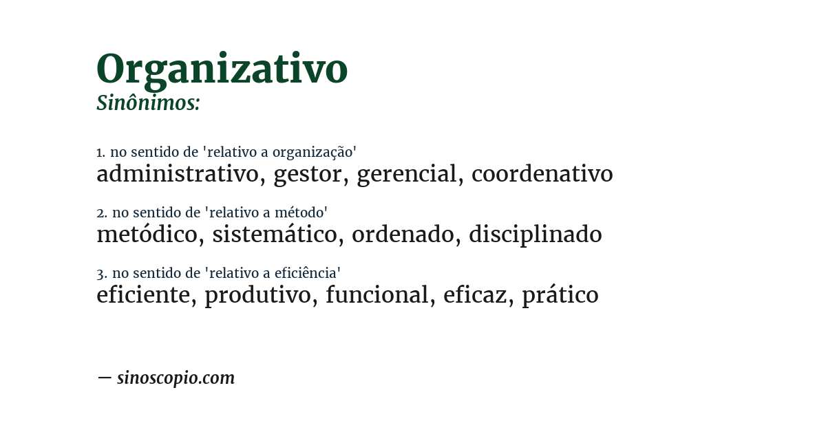 Sinônimo de organizativo