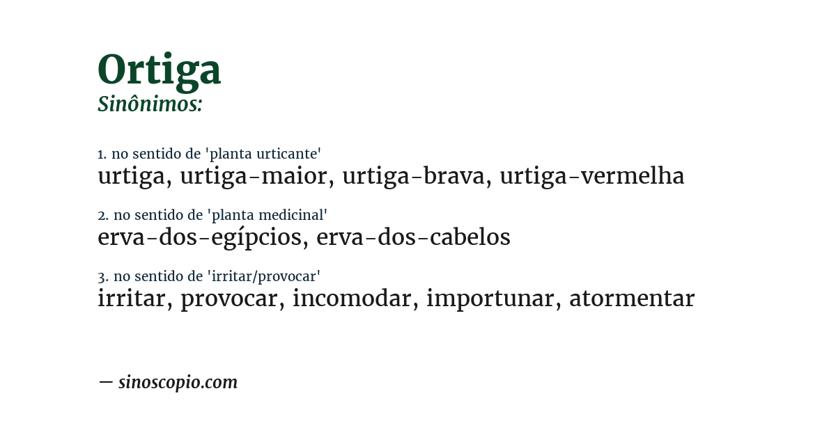 Sinônimo de ortiga
