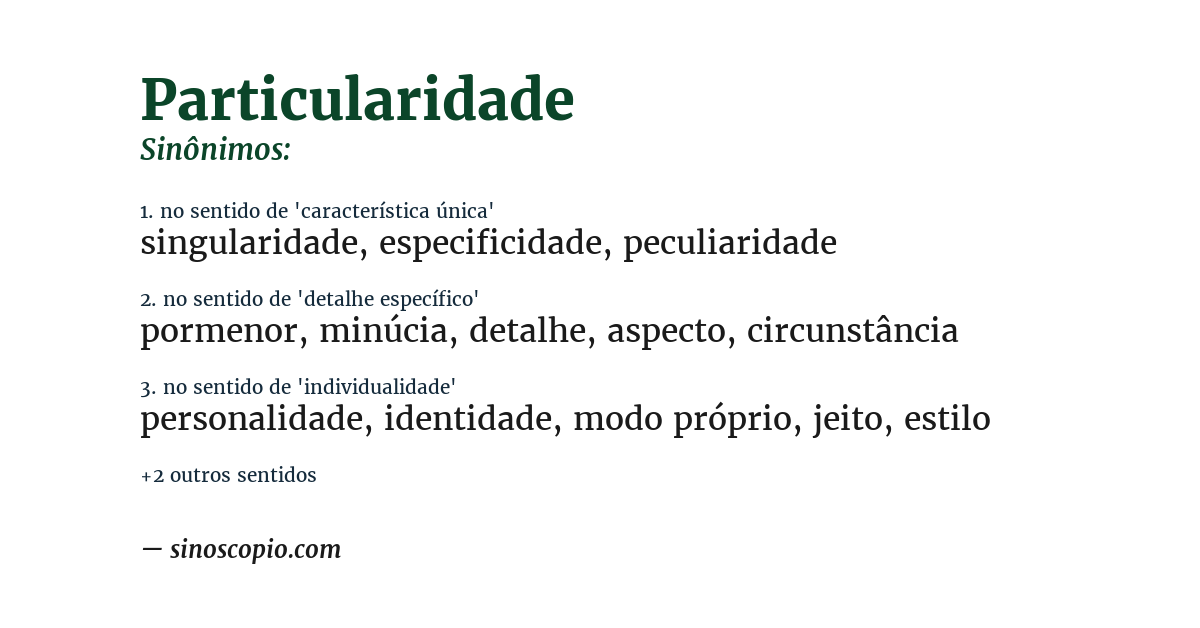 Sinônimo de particularidade