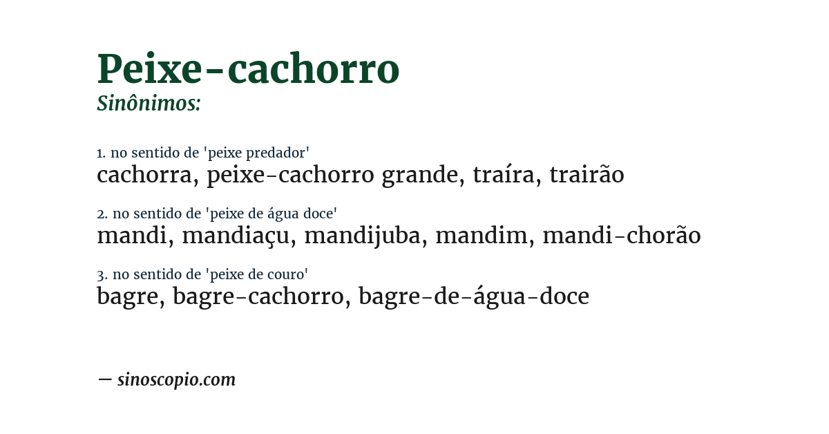 Sinônimo de peixe-cachorro