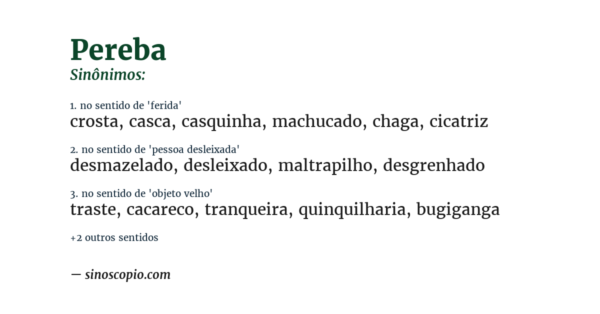 Sinônimo de pereba