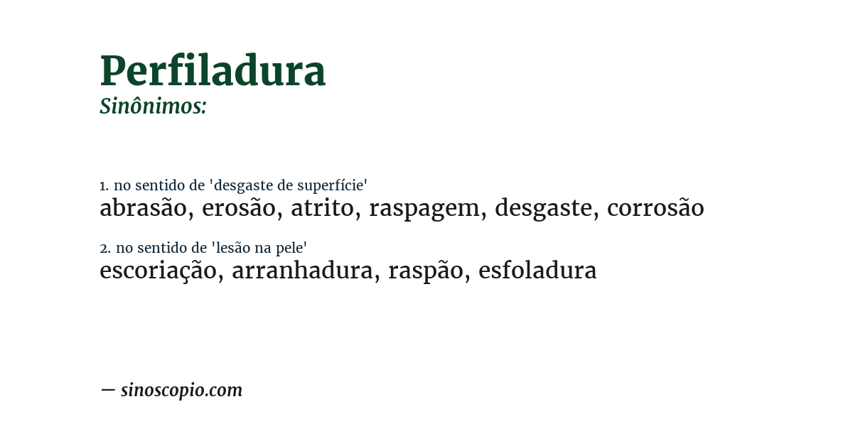 Sinônimo de perfiladura