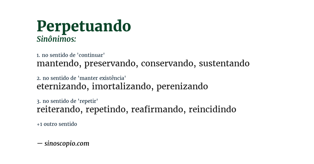 Sinônimo de perpetuando