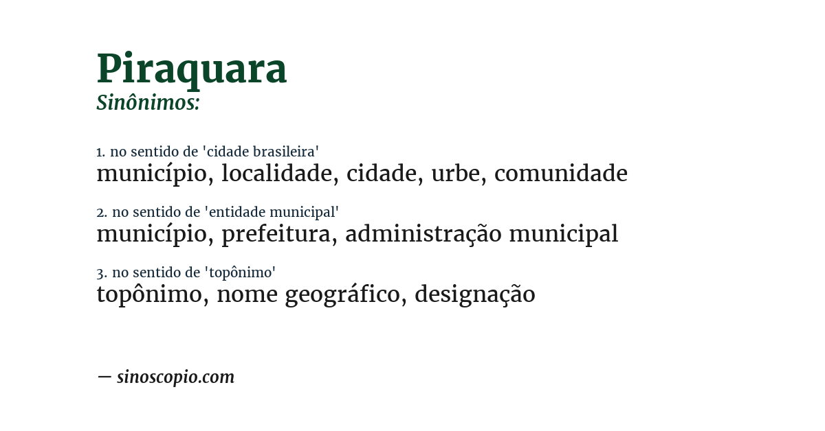 Sinônimo de piraquara