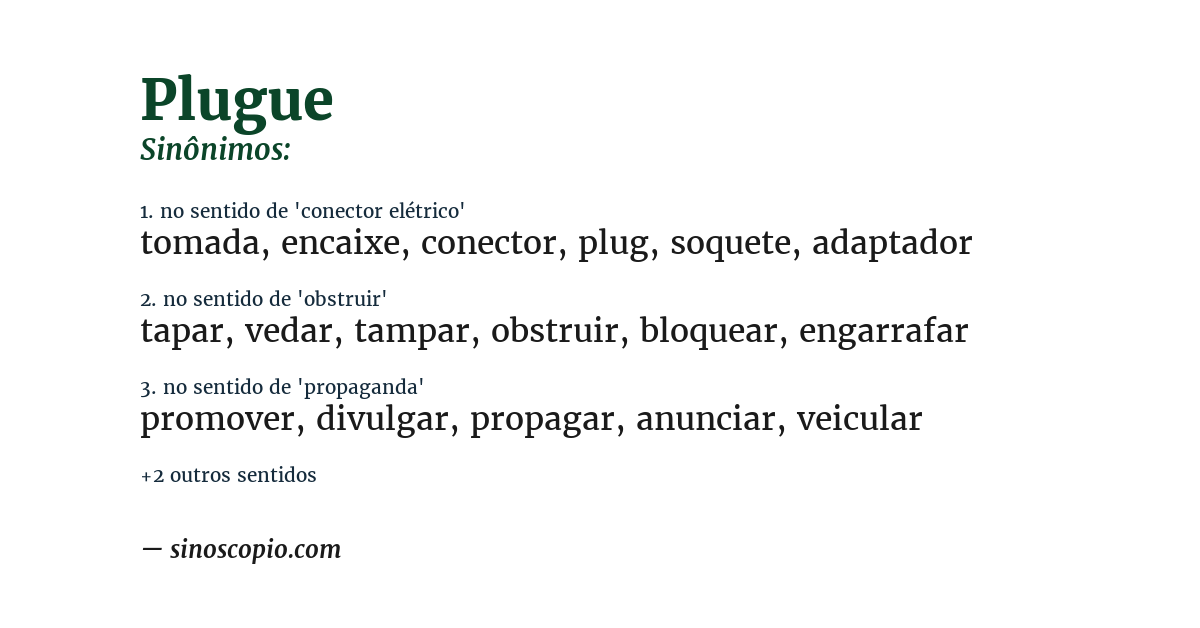 Sinônimo de plugue