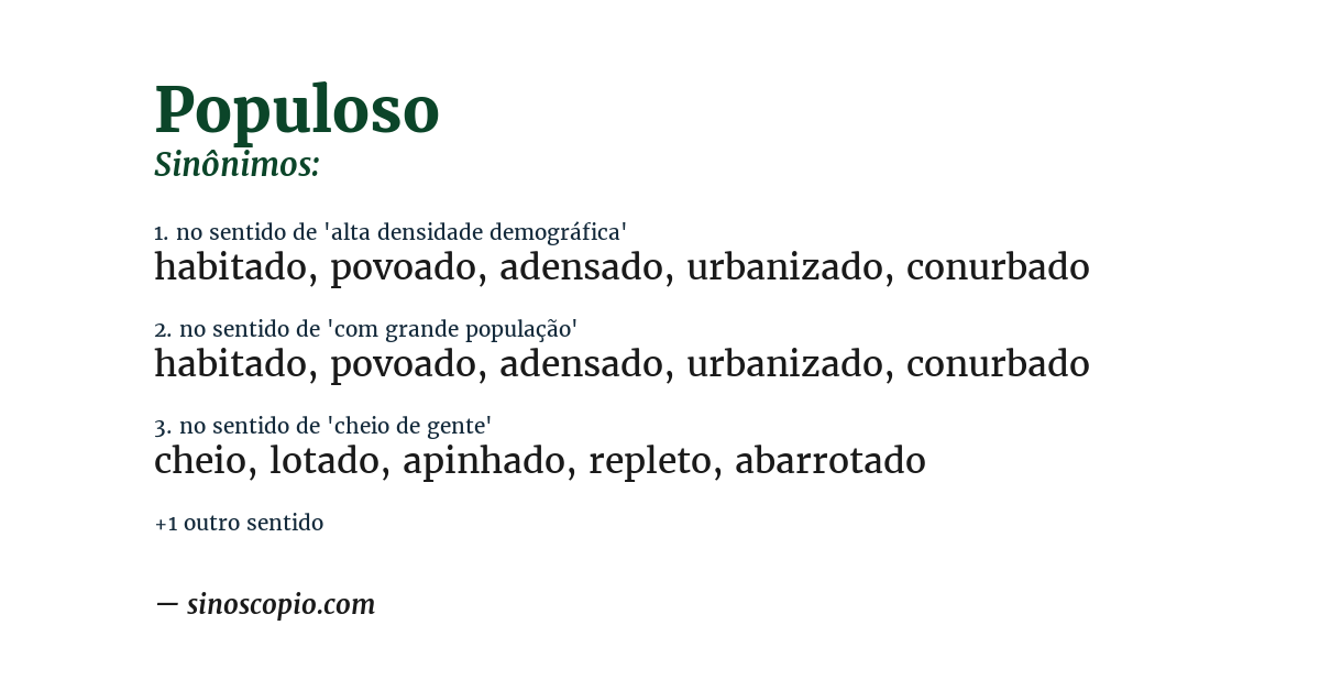 Sinônimo de populoso