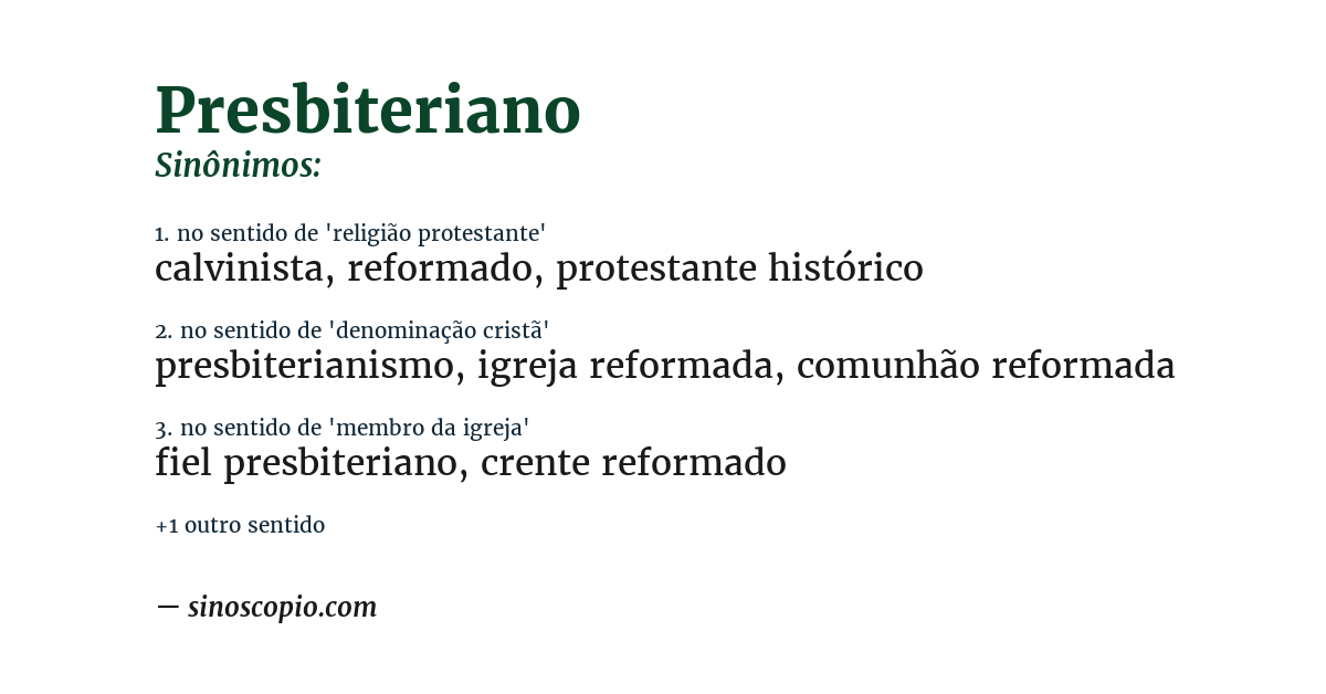 Sinônimo de presbiteriano