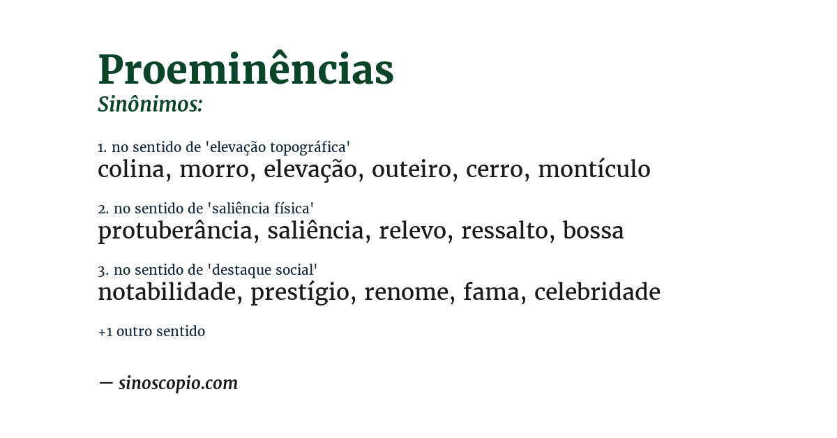 Sinônimo de proeminências