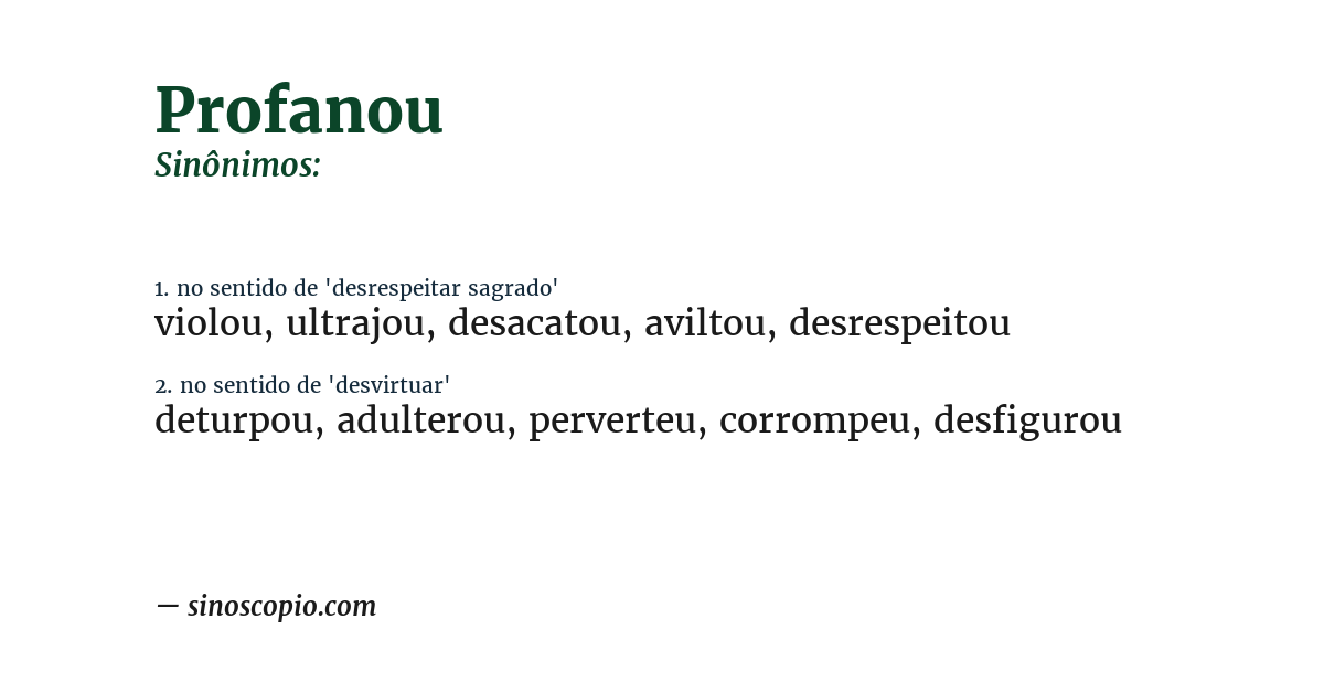 Sinônimo de profanou