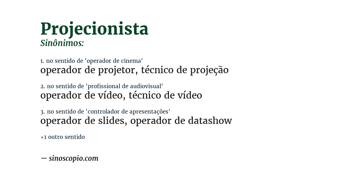 Sinônimo de projecionista