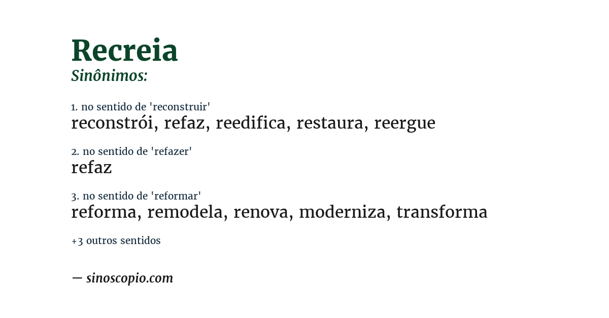 Sinônimo de recreia
