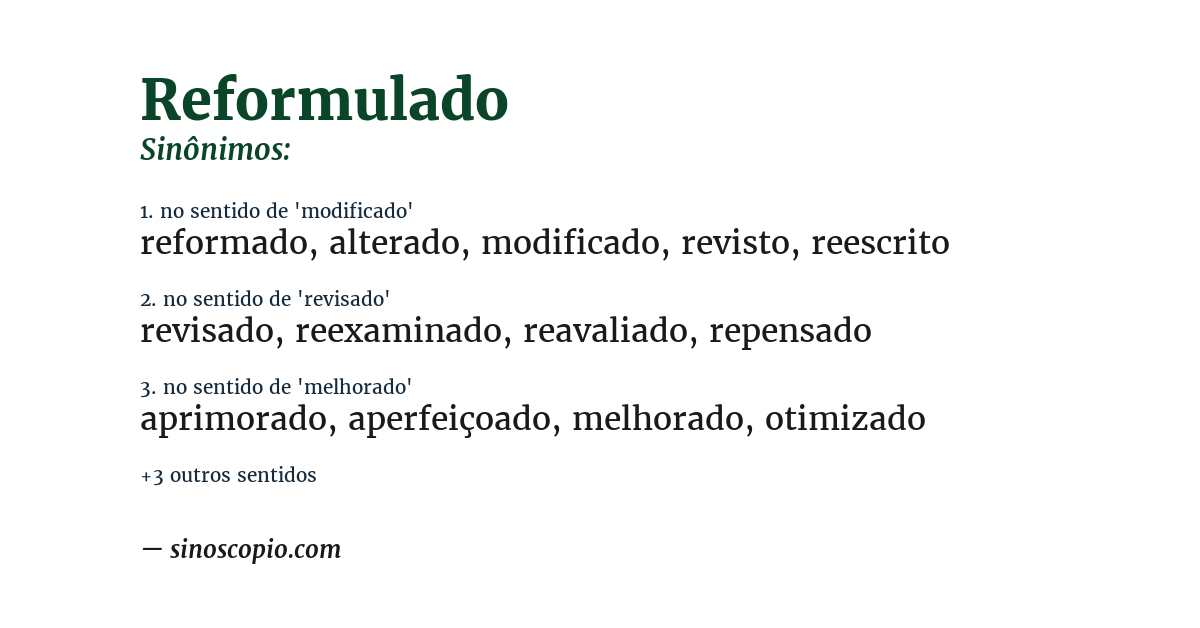Sinônimo de reformulado