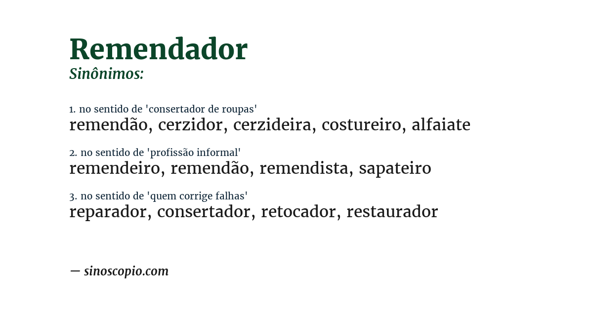 Sinônimo de remendador