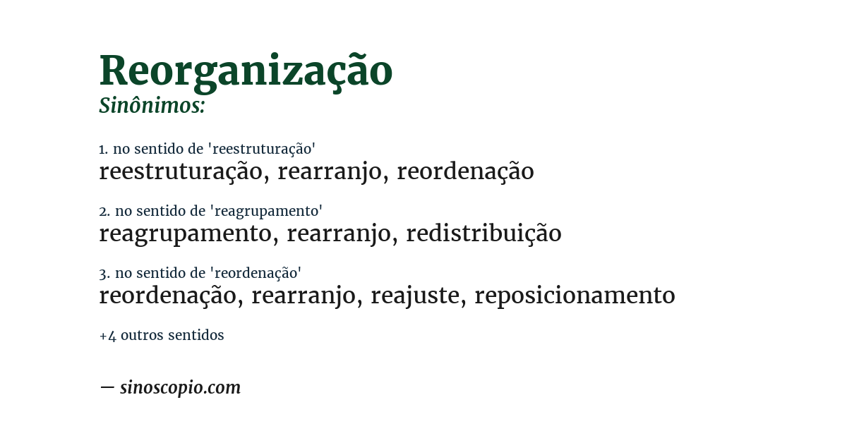 Sinônimo de reorganização