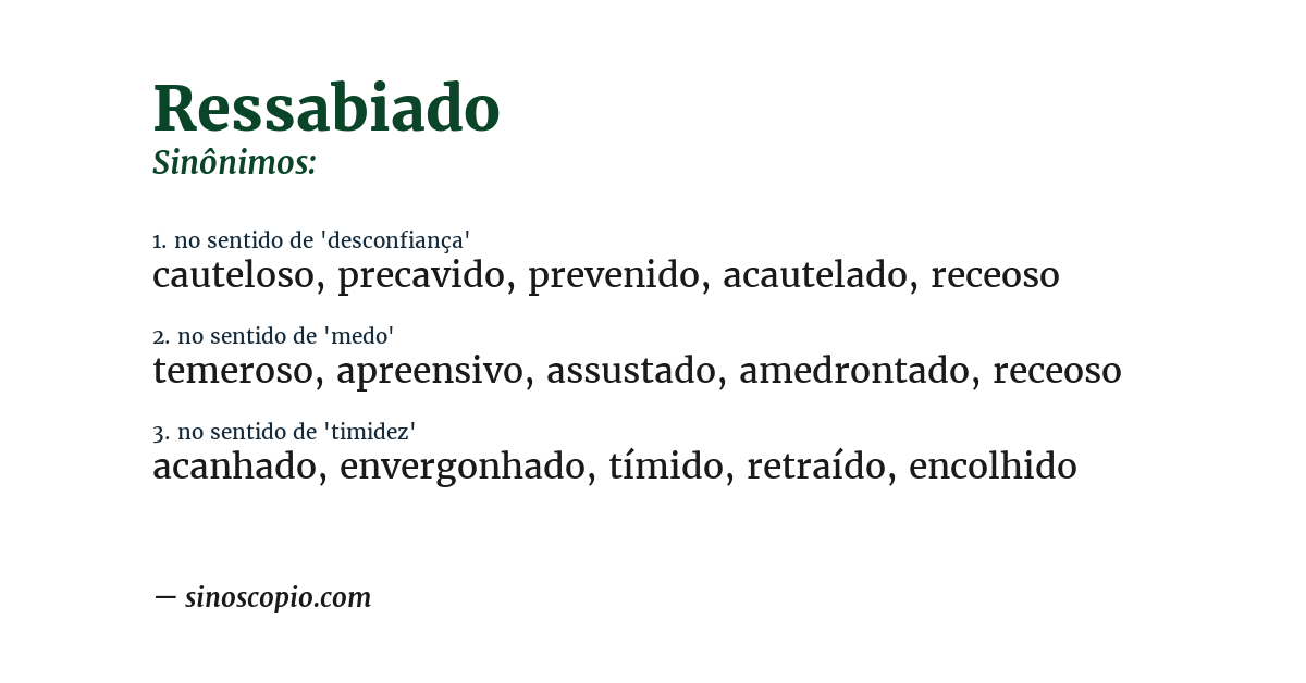 Sinônimo de ressabiado