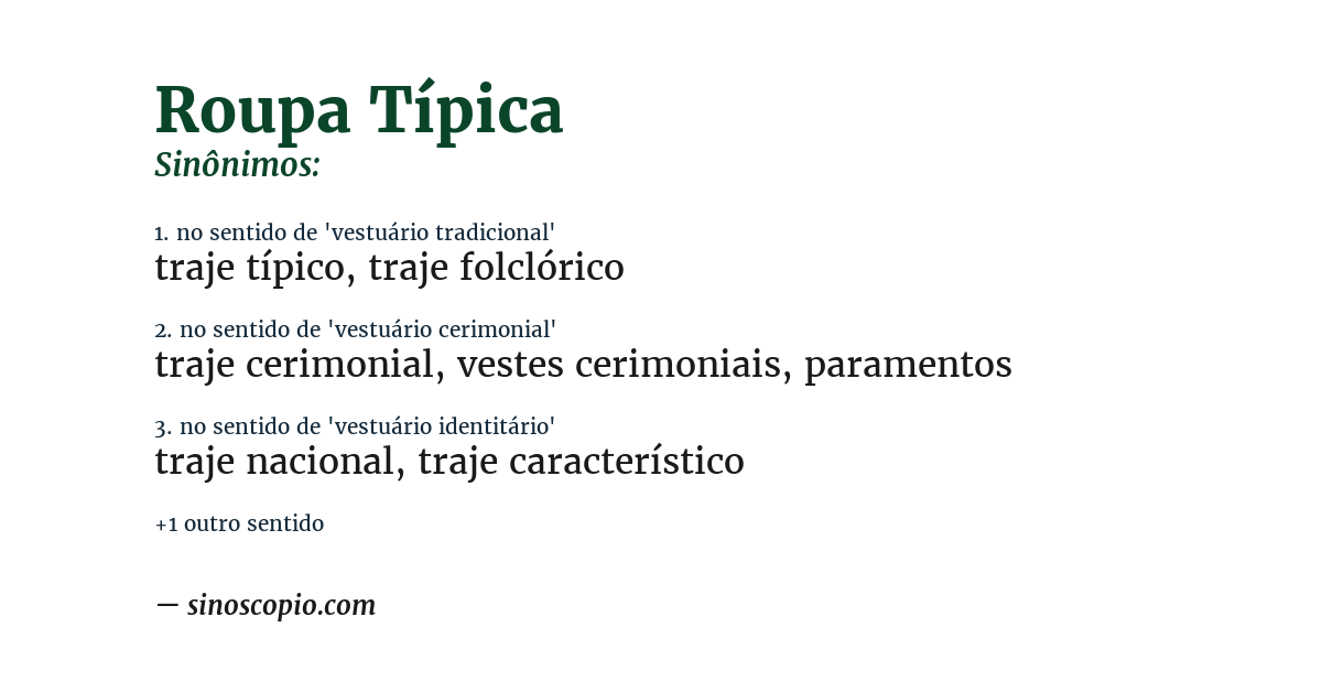 Sinônimo de roupa típica