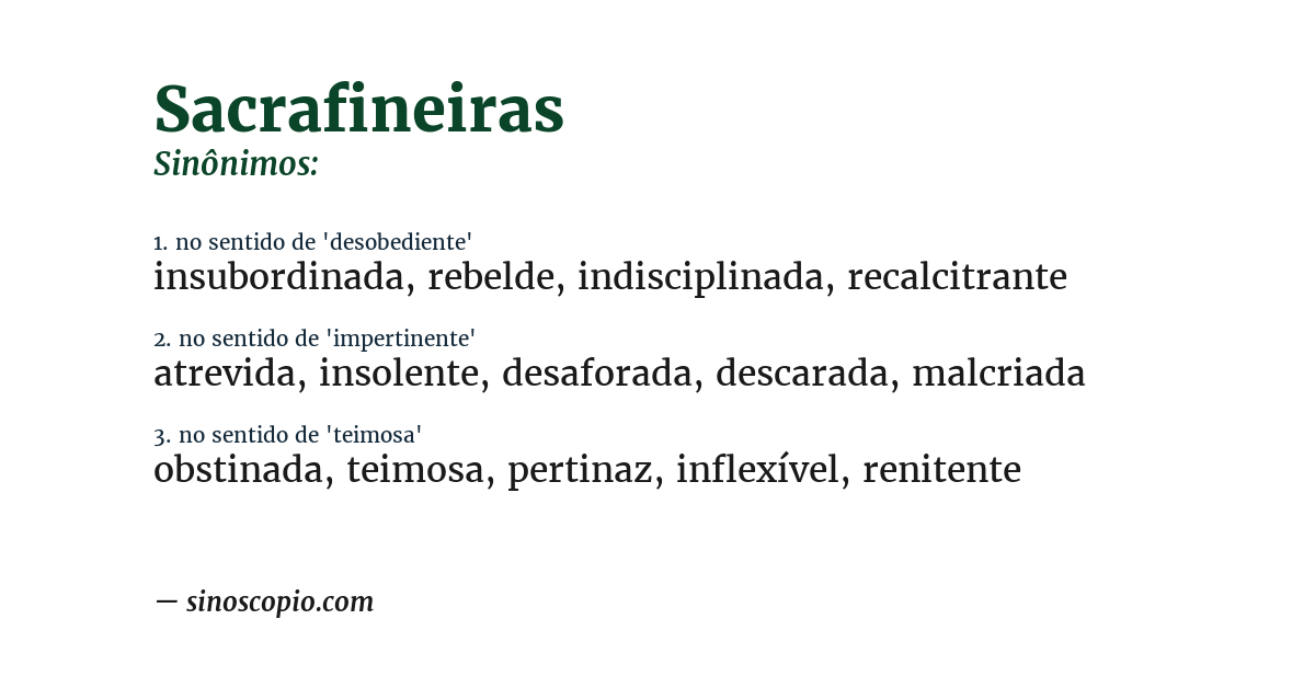 Sinônimo de sacrafineiras