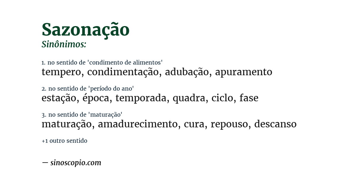 Sinônimo de sazonação