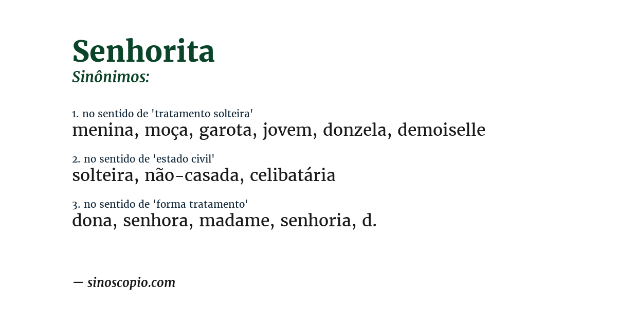 Sinônimo de senhorita